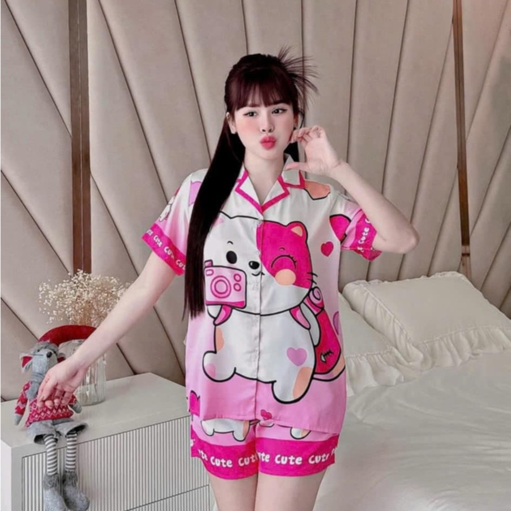 Cute Pink Cartoon Pajama Set